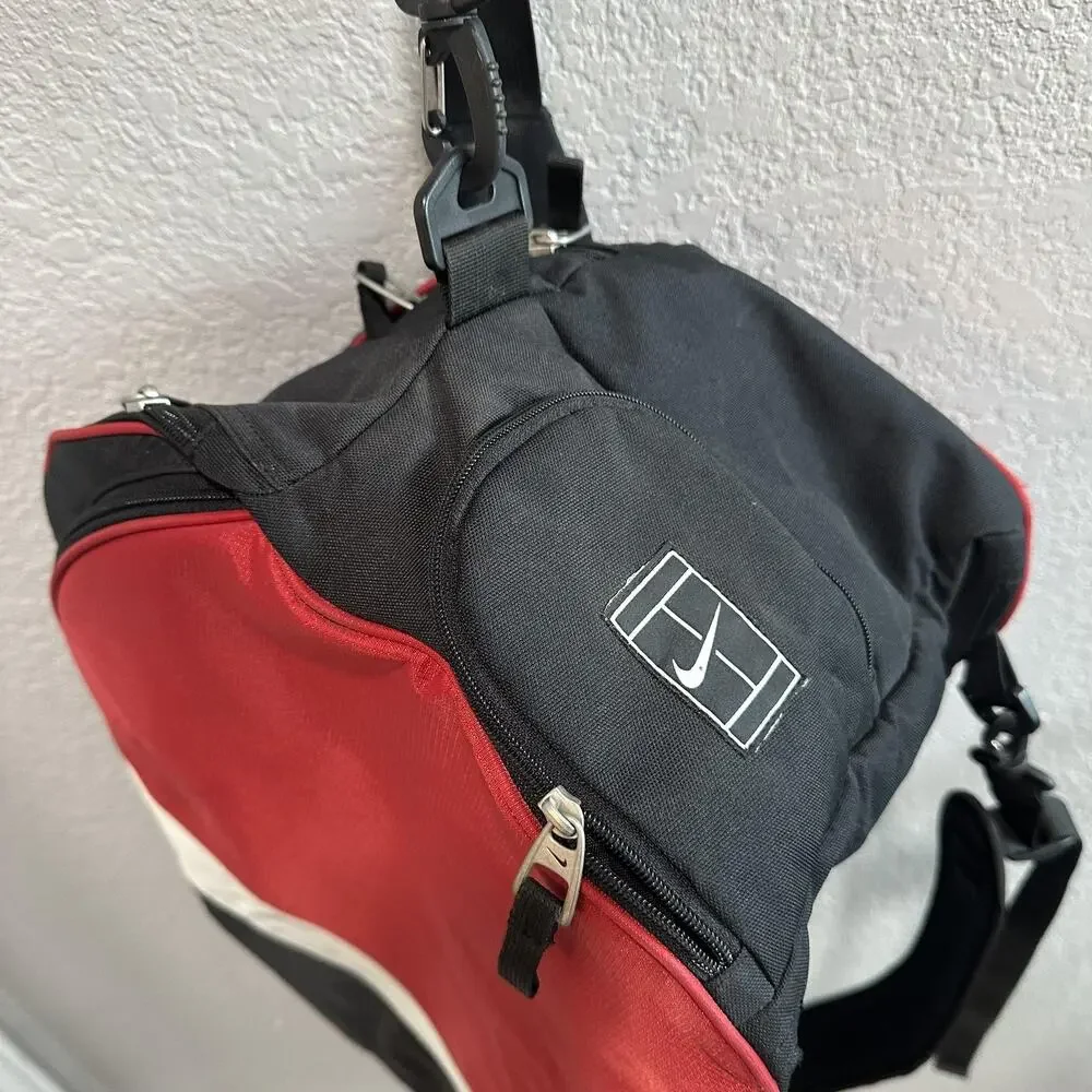 Nike Tennis Racquet Bag Backpack Black Red White Dual Strap BA2421 Swoosh Court